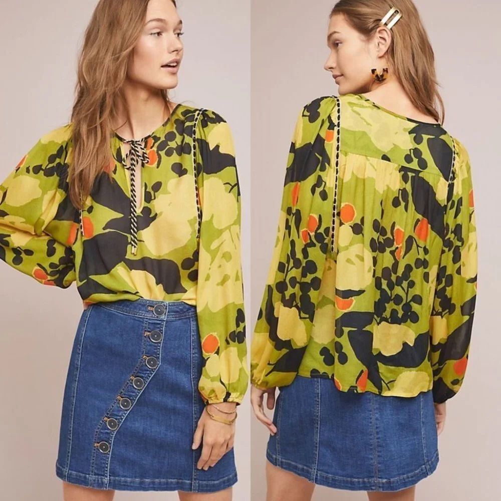 Anthropologie Bl-nk London Orchard Peasant Blouse Size Medium NWOT